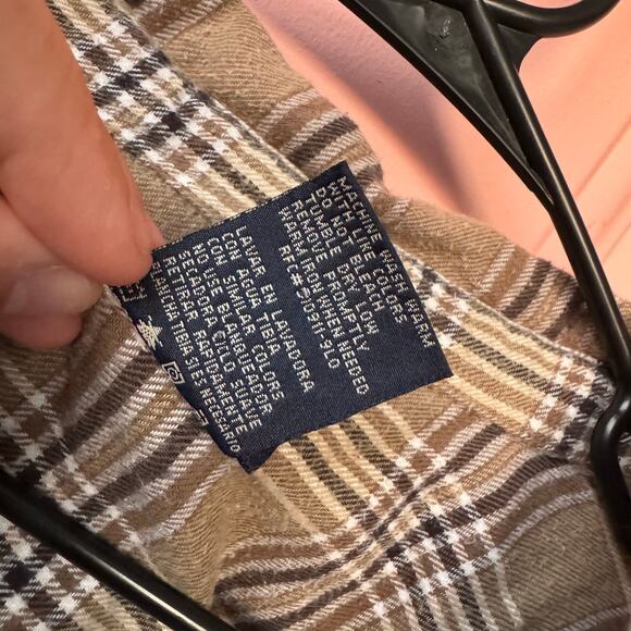 Vintage Faded Glory Flannel Shirt Mens L Brown Plaid High Low Hem Y2K Grunge - Picture 11 of 11